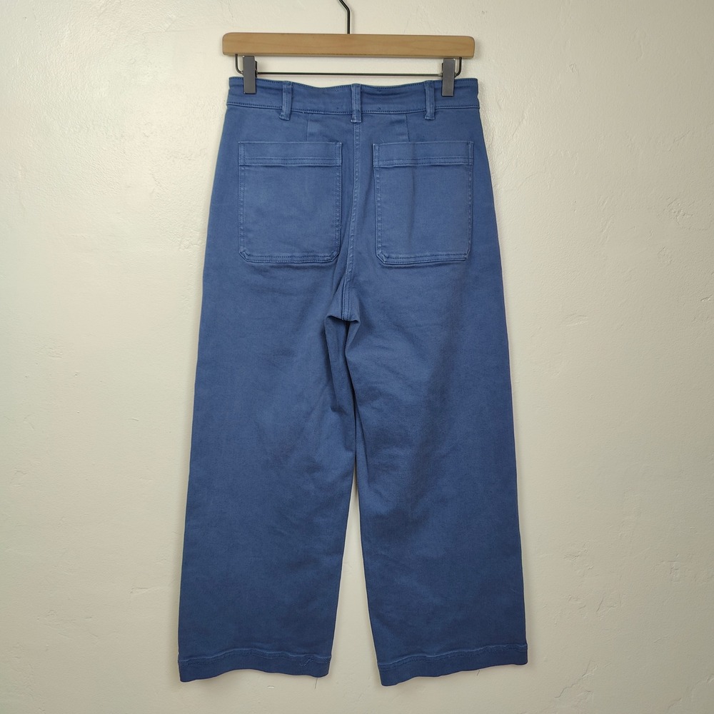 Everlane Wide Leg Crop Pants Women 4 Blue High Rise Stretch Minimalist Aesthetic - Picture 6 of 9